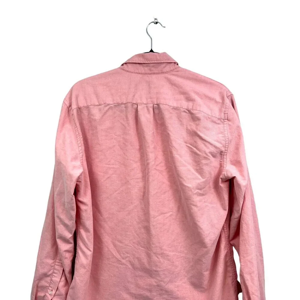 J. Crew Men Shirt Flex Button Down Monogram Pocket Long Sleeve Pink M 15-15.5*